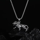 Collier Lion 3D en acier doré