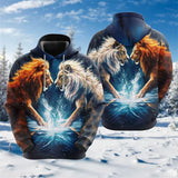 Sweat à capuche Lion Baroque Noir et Or