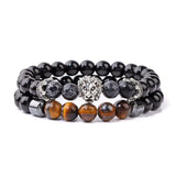 Bracelet Lion Onyx et Œil de Tigre