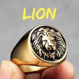 Bague Tête de Lion Croix Fleur de Lys