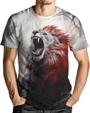 T-Shirt Lion Rugissant Crinière Rouge