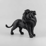 Statue Lion Résine Géométrique Noire