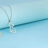 Collier pendentif chat et croissant de lune