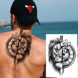 Tatouage temporaire lion monochrome