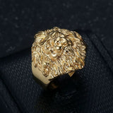 Bague Tête de Lion Dorée Acier