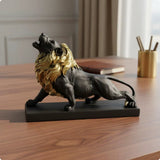 Statue Lion Rugissant Bleu