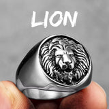 Bague Tête de Lion Croix Fleur de Lys