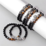 Bracelet Lion Onyx et Œil de Tigre