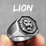 Bague Tête de Lion Croix Fleur de Lys
