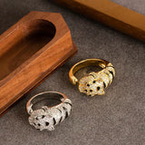 Bague Tête de Lion Pavée Zircons