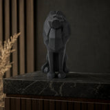 Statue Lion Noir Origami porté