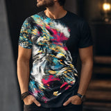 T-Shirt Lion Peinture porté