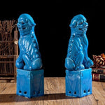 Statues Lions<br> Chinois Bleus