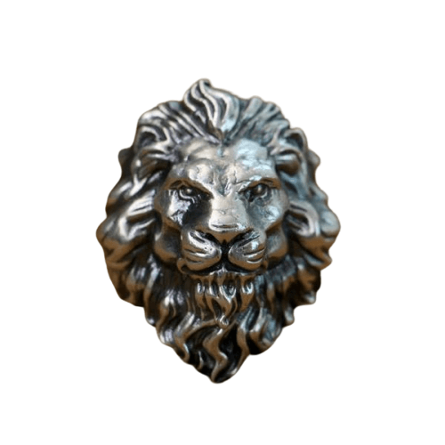 BOBIJOO Jewelry - Petite Mini Chevalière Bague Tête De Lion Enfant Femme Homme Acier Inoxydable Argenté Yeux Bleus - 46 (3 US