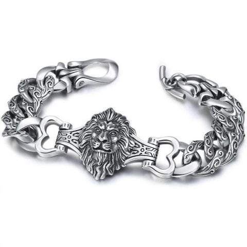 bracelet argent tete de lion
