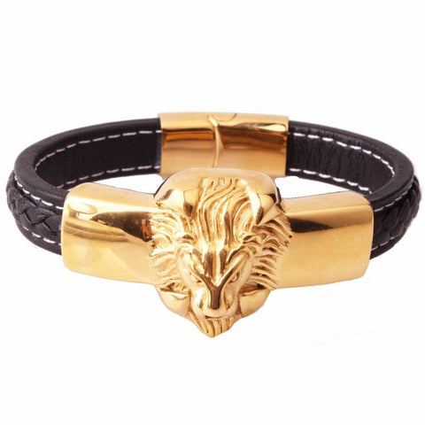 Bracelet Tête de Lion Doré