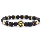 bracelet lion pierre de lave