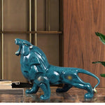 Statuette Lion Rugissant Bleu