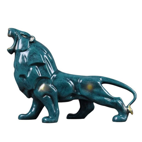 Statue Lion Rugissant Bleu
