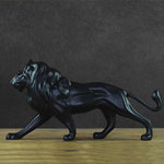 Statuette Lion Resine Noire