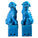 Statues Lions Chinois Bleus