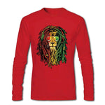 t-shirt lion rasta manches longues rouge