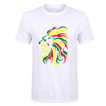 t-shirt lion couleurs africaines blanc