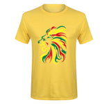 t-shirt lion couleurs africaines jaune