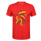 t-shirt lion couleurs africaines rouge