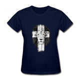 T-shirt Lion Femme Triomphe bleu marine