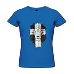 T-shirt Lion Femme Triomphe bleu