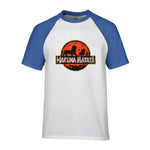 t-shirt lion hakuna matata bleu blanc