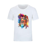 t-shirt lion peinture graphique blanc