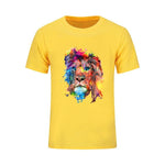 t-shirt lion peinture graphique jaune