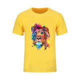 t-shirt lion peinture graphique jaune