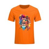 t-shirt lion peinture graphique orange