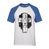 t-shirt lion triomphe bleu blanc