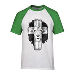 t-shirt lion triomphe vert blanc