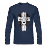 t-shirt lion triomphe manches longues bleu