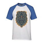 t-shirt lion zodiaque bleu blanc