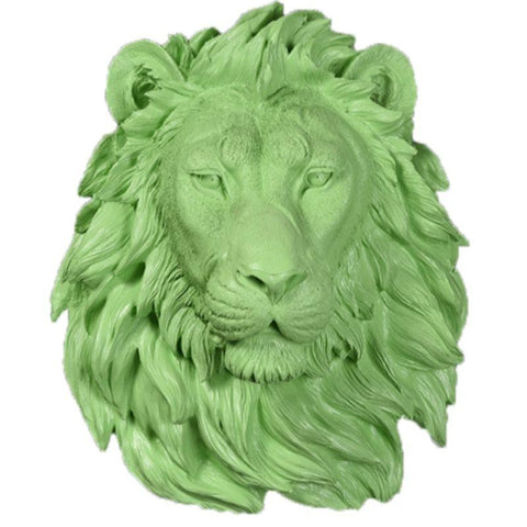 Tête de Lion Murale Verte