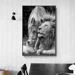 Toile Murale Famille de Lions