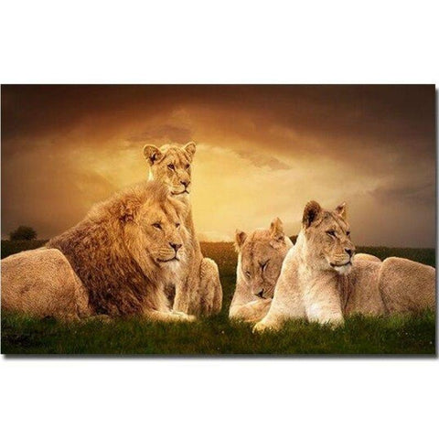 Toile Lion Famille