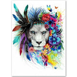 Toile Lion Nature Colorée