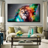 Toile Lion avec Peintures Indiennes
