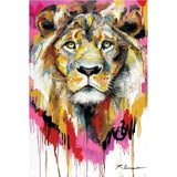 Toile Lion Portrait Félin Coloré