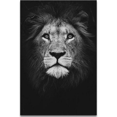 Toile Lion Portrait Monochrome